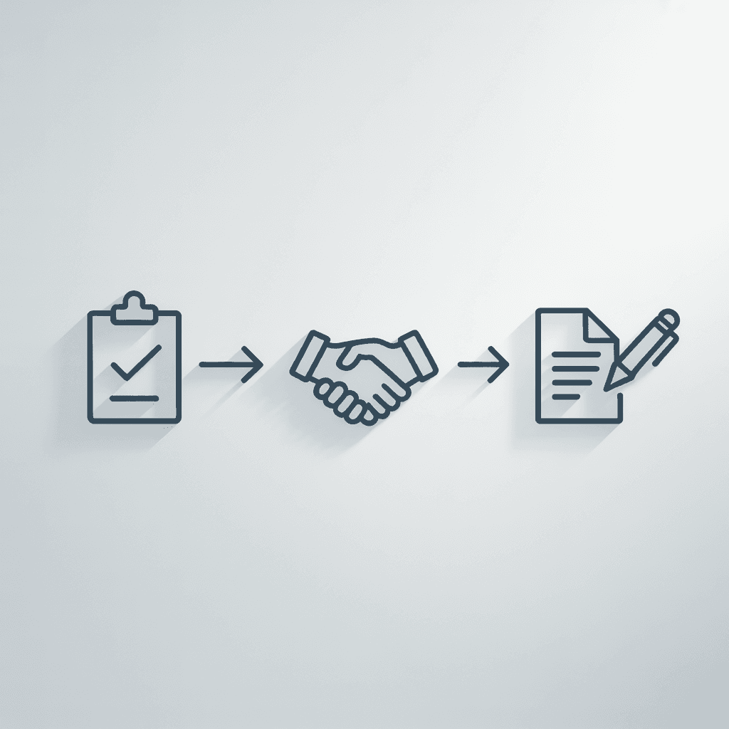 Inspection checklist, handshake, and contract signing representing post-inspection negotiation