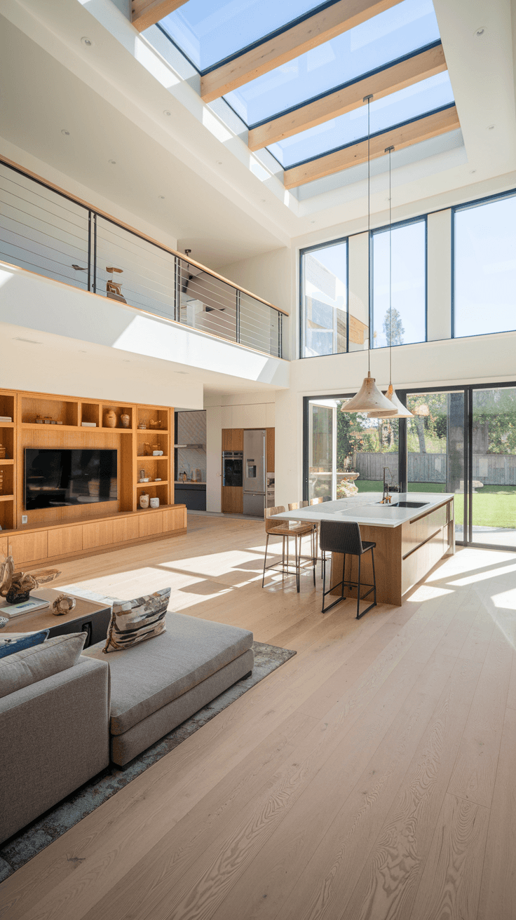 Custom-designed modern home interior with open living space